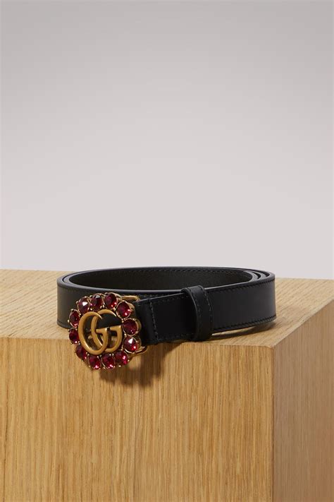 gucci leather belt with double g and crystals|unisex gucci belt.